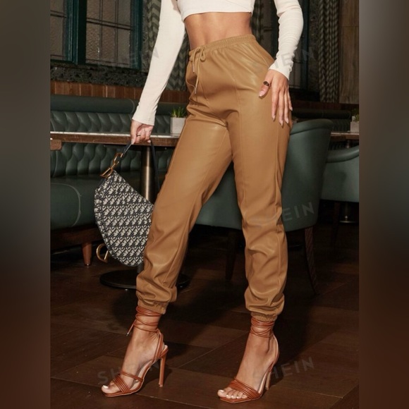 Knot waist PU Leather Pants - Picture 4 of 5